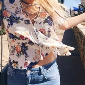 Urban Outfitters cropped floral blouse